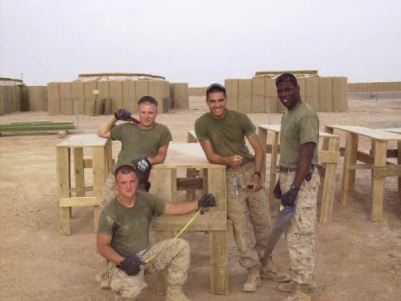 Stephen Smitley with fellow Marines at FOB Dwyer, Afghanistan 2008
