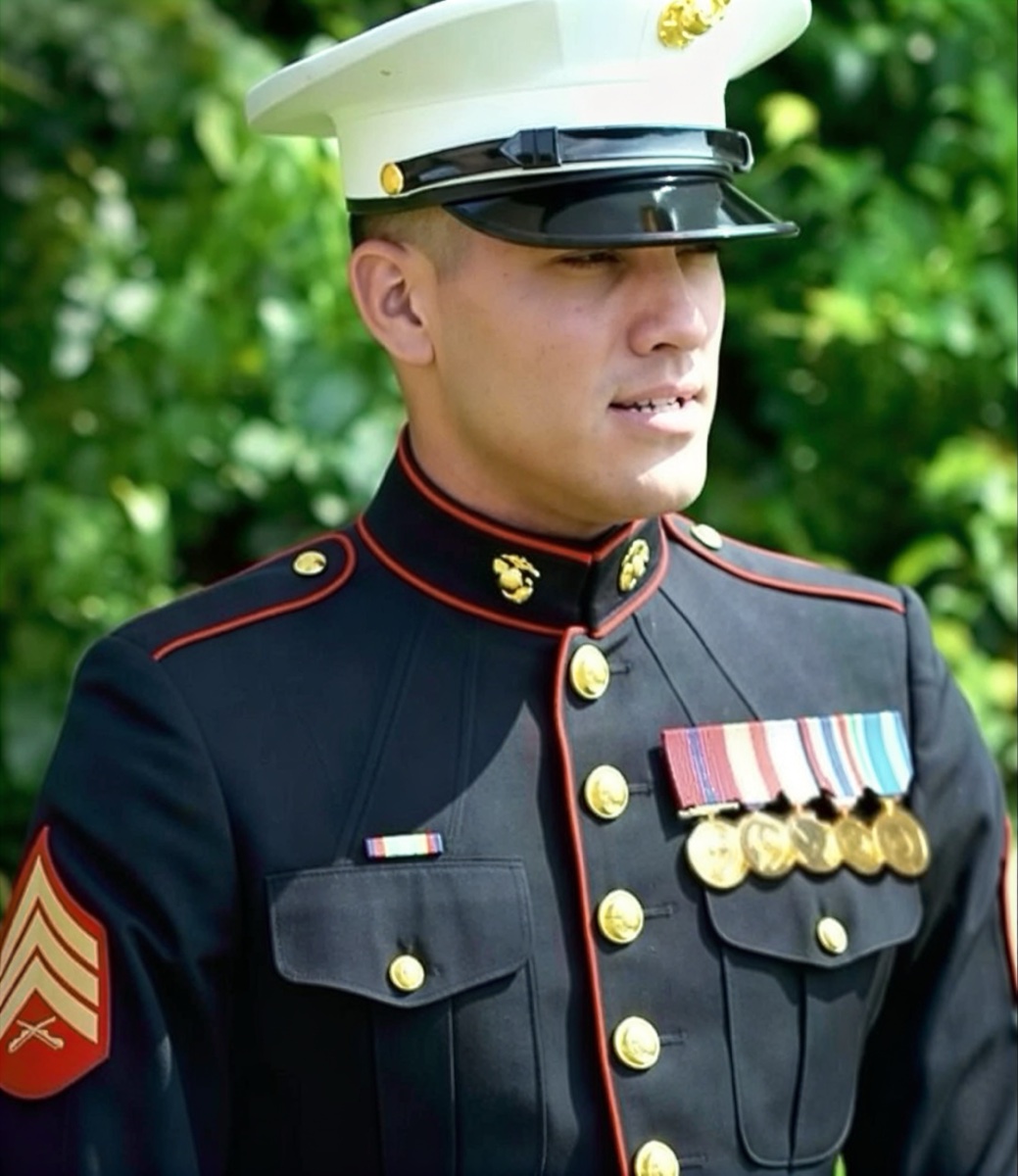 Sergeant Stephen Smitley in United States Marine Corps Dress Blues, founder of The Mac Space: Mac Repair in Marietta, GA