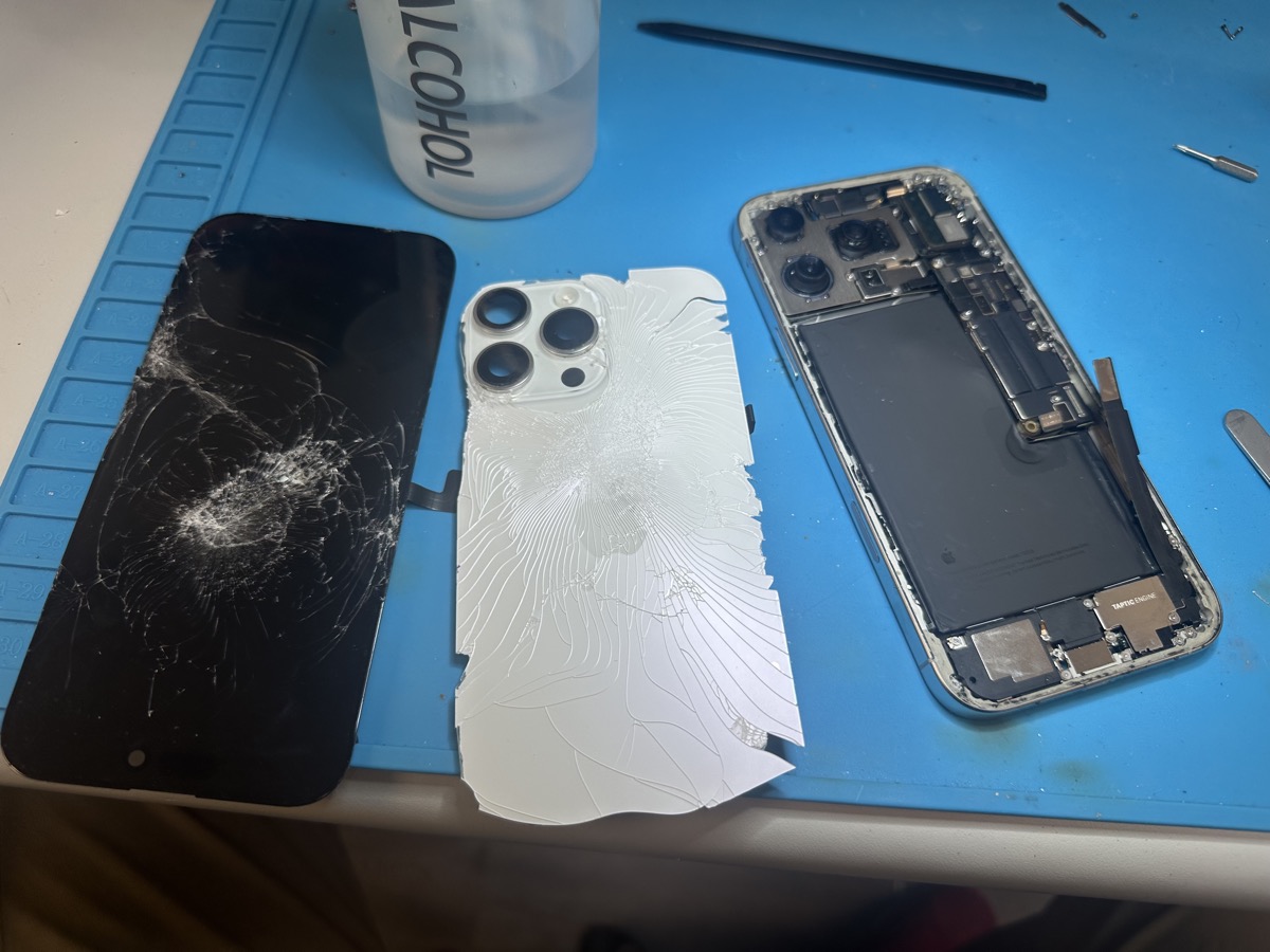 iPhone 16 Pro Max full teardown disassembly - LCD back glass and frame separated for repair Marietta GA