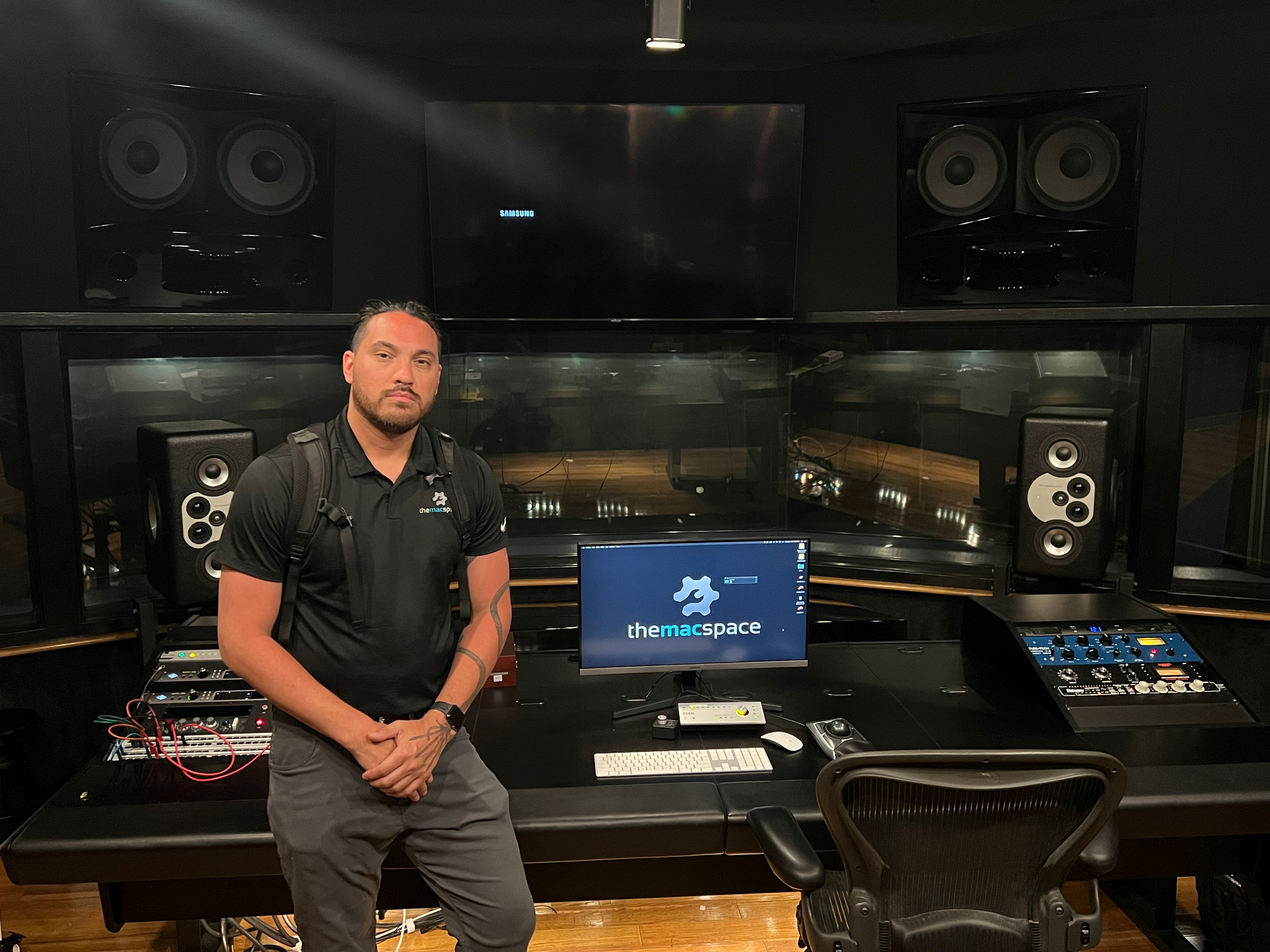 The Mac Space owner at Doppler Studios main studio console in Atlanta - custom Mac Pro build
